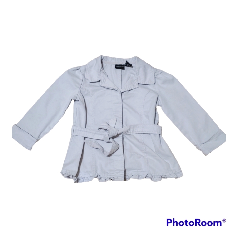 Calvin Klein Trench Coat With Hidden Buttons Cuffed Sleeve Grey Size 4